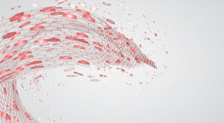 abstract vector background with hexagons. landscape and landscape of the virtual world. 3d designのイラスト素材