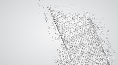 abstract vector background with hexagons. landscape and landscape of the virtual world. 3d designのイラスト素材