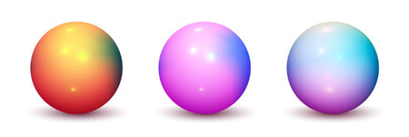 Set of vector spheres and balls on a white background with a shadow.のイラスト素材