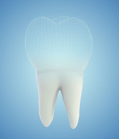 vector 3d tooth for dental medicine. on a blue backgroundのイラスト素材