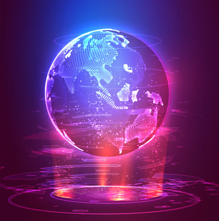 vector 3D planet earth on a background of multicolored backgroundのイラスト素材