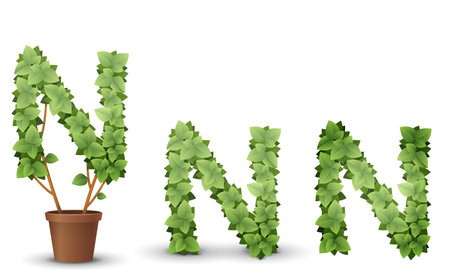 vector large green tree grows from a flowerpot. concept of spring and summer, harvest and ascent. topiaryのイラスト素材