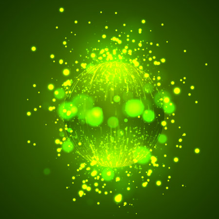 vector abstract element with explosion, sphere and glow, a hurricane and a stream of bright reflections.のイラスト素材