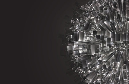 vector abstract 3d crystal. a view of the roofs of the city, a large chaotic set of glass pendants.のイラスト素材