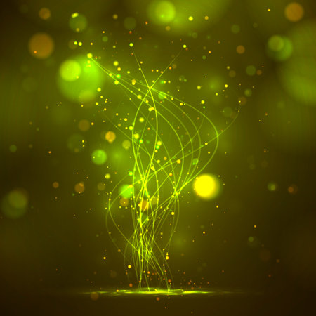 abstract vector pattern of lines and dots, glowing, bright particlesのイラスト素材