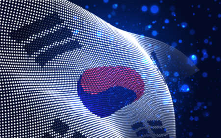 Vector bright glowing country flag of abstract dots. Koreaのイラスト素材