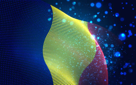 Vector bright glowing country flag of abstract dots. Romaniaのイラスト素材