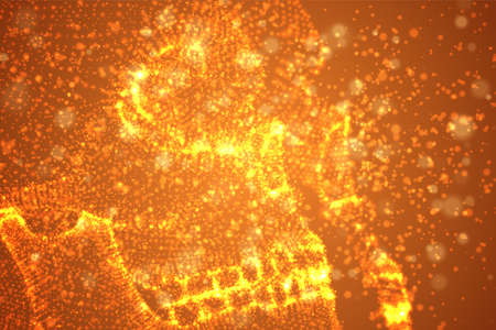 vector abstract human skull made of glowing dots on colored backgroundのイラスト素材