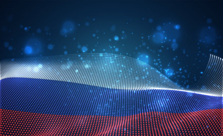 Vector bright glowing country flag of abstract dots. Russiaのイラスト素材