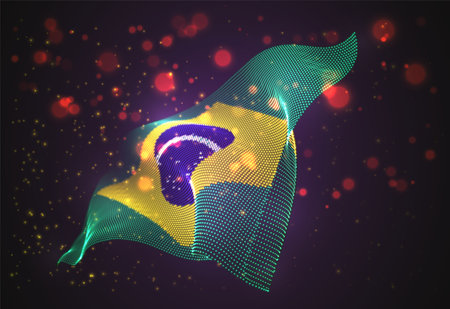 Vector bright glowing country flag of abstract dots. Brazilのイラスト素材