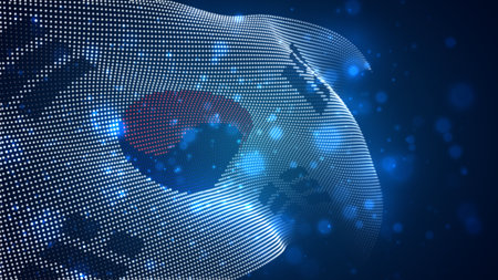 Vector bright glowing country flag of abstract dots. Koreaのイラスト素材