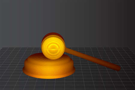 virtual 3d judge's hammer are on the table. vector background.のイラスト素材
