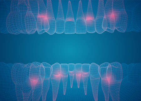 human jaw. 3d vector layout. medicine and health. pain teeth.