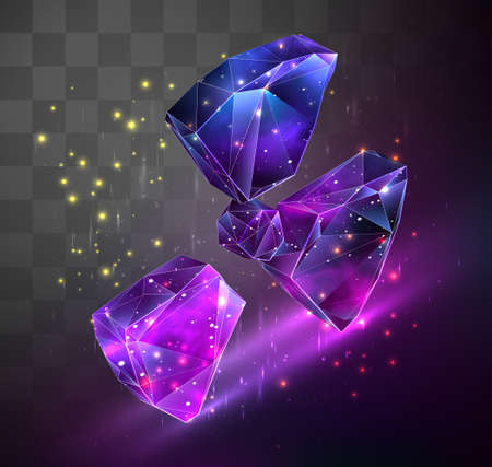 3d vector symbol on mosaic background, space locked in crystal objectのイラスト素材