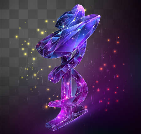 3d vector symbol on mosaic background, space locked in crystal objectのイラスト素材