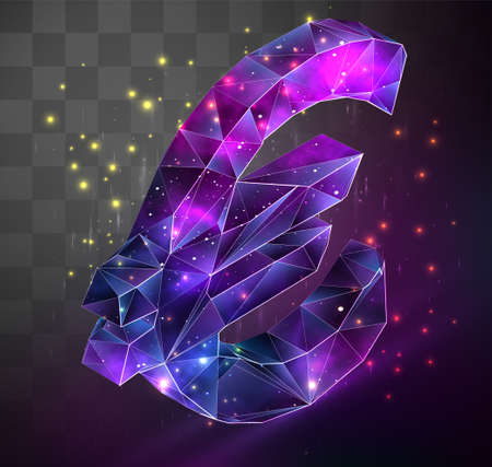 3d vector symbol on mosaic background, space locked in crystal objectのイラスト素材