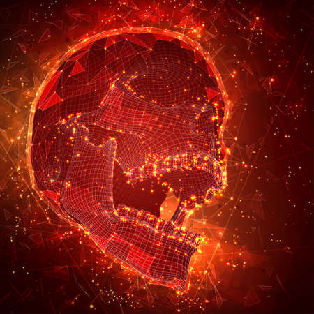 human skull. vector concept. triangulator, 3d volumetric. destruction and explosionのイラスト素材
