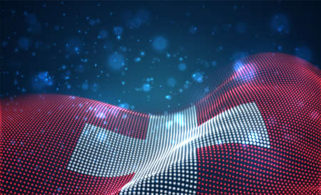 Vector bright glowing country flag of abstract dots. Switzerlandのイラスト素材