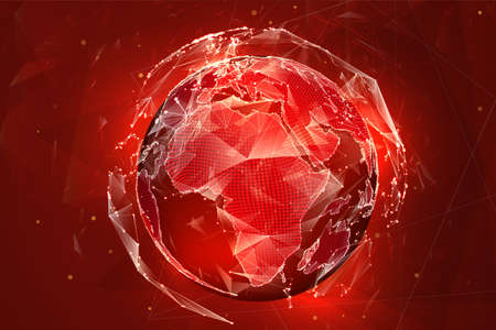 vector globe, planet earth, from dots. concept bigdata, processing and data collectionのイラスト素材