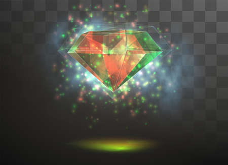 3d vector crystal on a transparent replaceable background. energy and magic.のイラスト素材