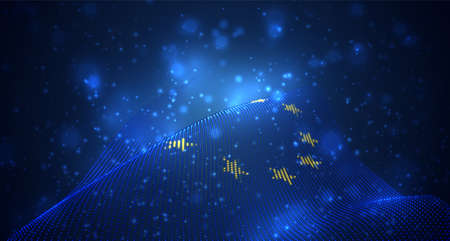 Vector bright glowing country flag of abstract dots. European Unionのイラスト素材