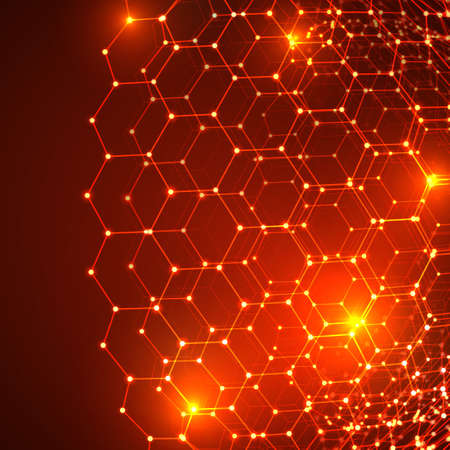 Vector 3d object from a hexagon grid with dots. stylish design