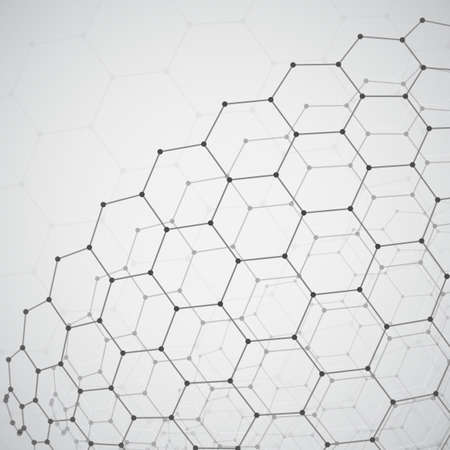 Vector 3d object from a hexagon grid with dots. stylish design