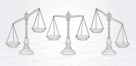 virtual 3d libra are on the table. vector background.のイラスト素材