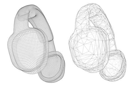 3D headphones isolated on white background. vector musical designのイラスト素材