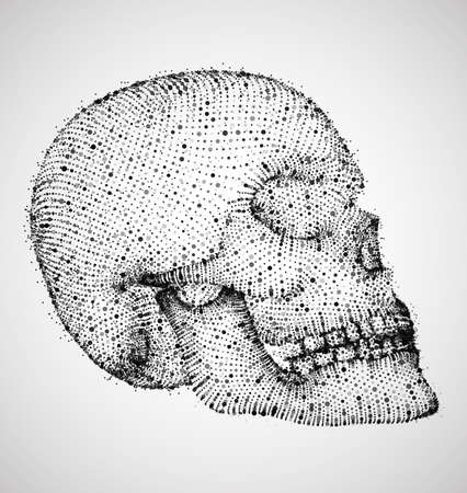 vector human skull. volume of points and polygons. the concept of death and horror. holiday of the day of the dead and Halloweenのイラスト素材