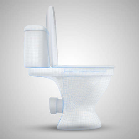 3d vector white toilet with cistern. ready element for the design of advertising plumbingのイラスト素材