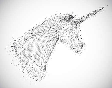 abstract head of a unicorn, vector magic animal. luminous points, a dream from childhoodのイラスト素材