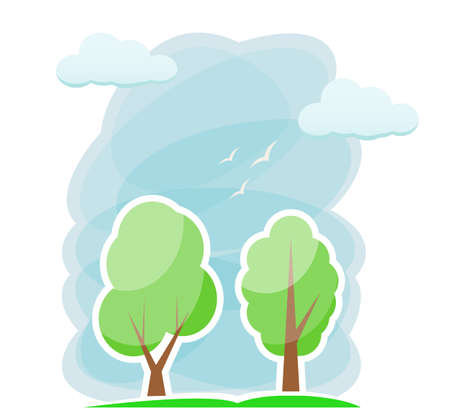summer trees against the sky. simple vector drawingのイラスト素材