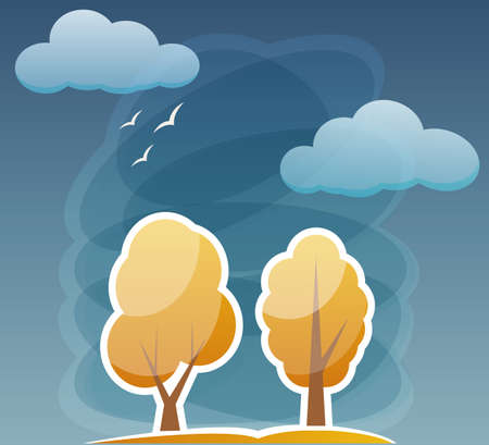 autumn trees against the sky. simple vector drawingのイラスト素材