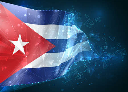 Cuba, vector flag, virtual abstract 3D object from triangular polygons on a blue background