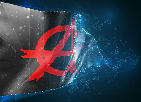 anarchy, vector 3d flag on blue background with hud interfacesのイラスト素材