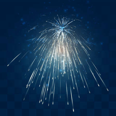 golden sparks of vector fireworks on mosaic blue background, convenient editable design element
