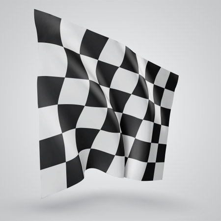 black and white checkered flag, 3d mash on a white backgroundのイラスト素材