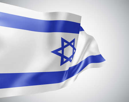 Israel, vector flag with waves and bends waving in the wind on a white background.のイラスト素材