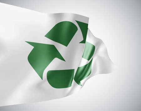waste recycling sign on vector 3d flag isolated on white backgroundのイラスト素材