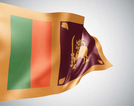 Sri Lanka, vector flag with waves and bends waving in the wind on a white background.のイラスト素材