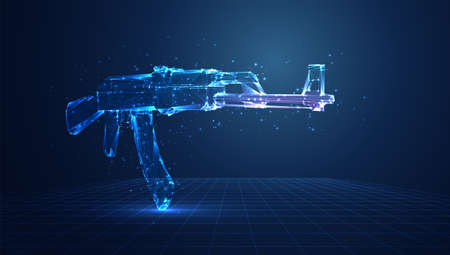 vector background with virtual game, firearm machine gunのイラスト素材