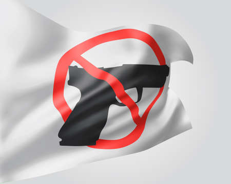 prohibition of weapons, vector 3d flag isolated on white backgroundのイラスト素材