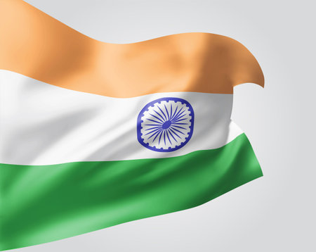 India, vector 3d flag isolated on white backgroundのイラスト素材