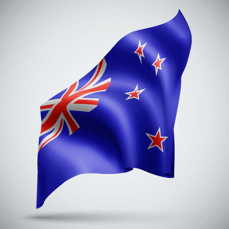 new Zealand, vector 3d flag isolated on white backgroundのイラスト素材