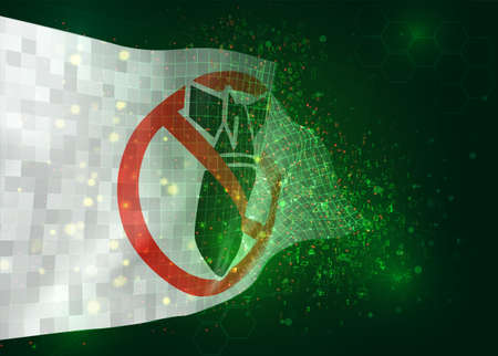 No war, vector 3d flag on green background with polygons and data numbersのイラスト素材