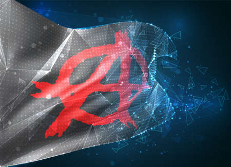 anarchy, vector 3d flag on blue background with hud interfacesのイラスト素材