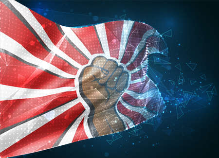 black life matters, vector flag, virtual abstract 3D object from triangular polygons on a blue backgroundのイラスト素材