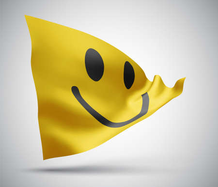 cheerful yellow smile vector 3d flag isolated on white backgroundのイラスト素材