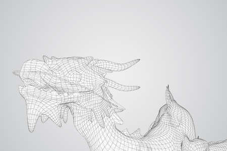 symbol of chinese new year. long flying dragon kite. vector 3d illustrationのイラスト素材